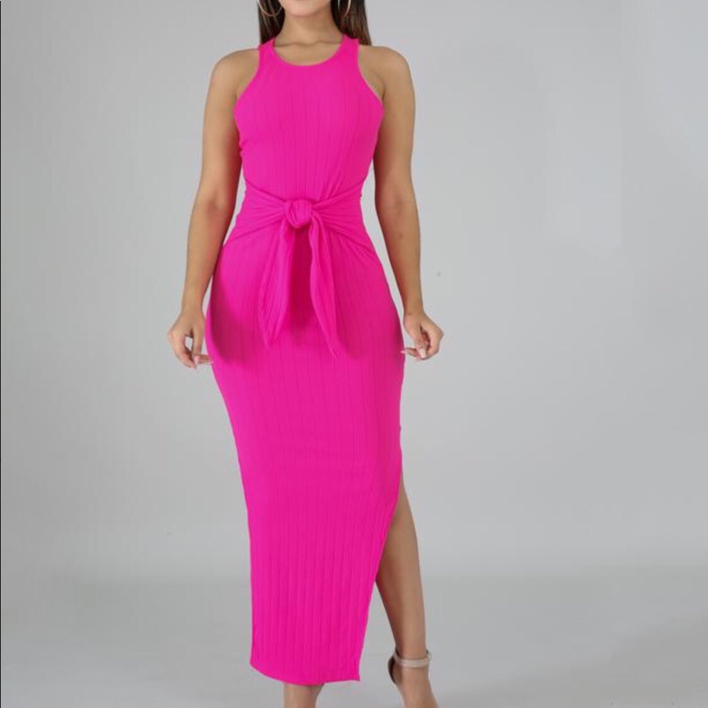 Hot Pink Midi Dress - NEW!